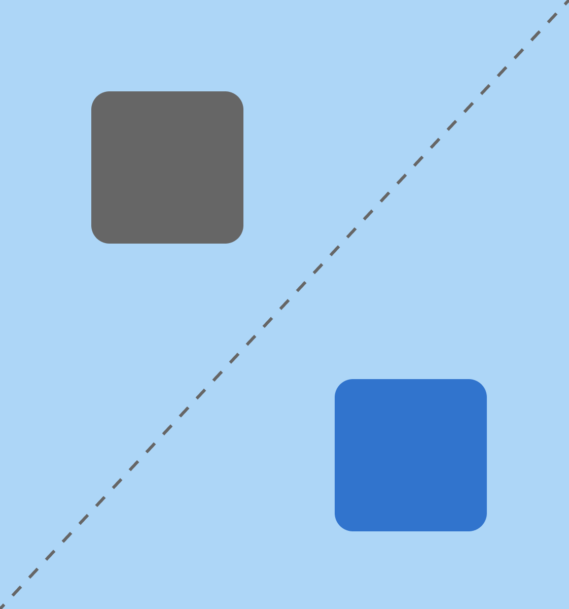 Abstract illustration: two squares separated by a dashed diagonal line, representing administrators cut off from program data.